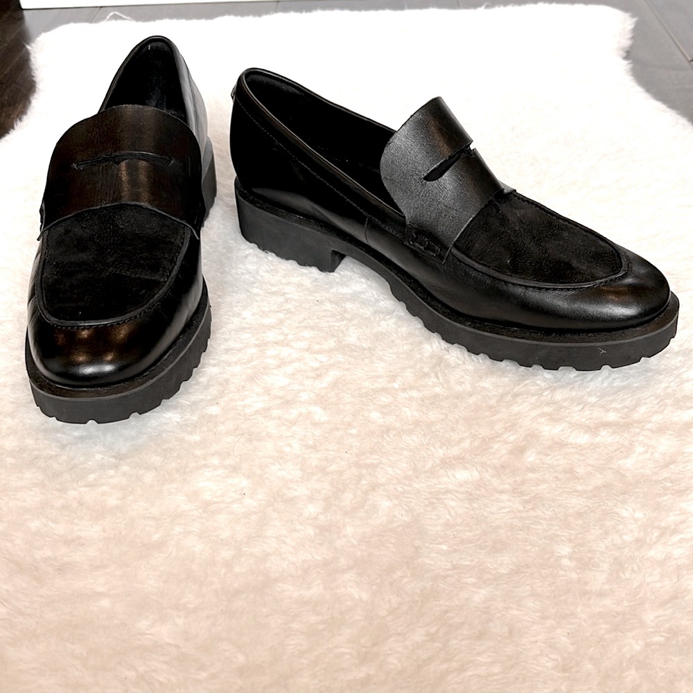 Cole Haan Geneva Black Platform Penny Loafer Size 10
